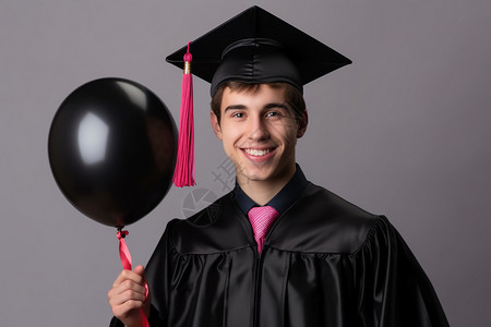 拿着气球微笑的毕业生图片