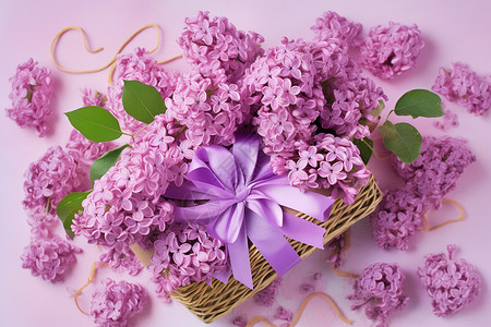 粉色花束花篮图片