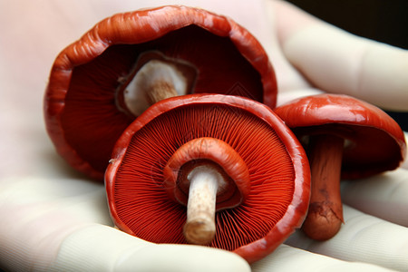 新鲜营养的红色蘑菇图片
