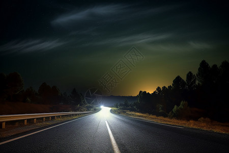 三车道夜间夜间的公路车道背景