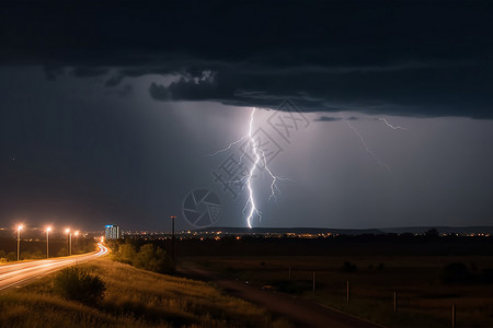 闪电和风暴的夜晚图片