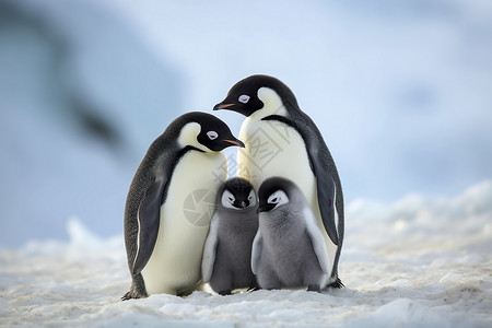 雪地中的企鹅图片
