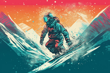 雪山滑雪冒险背景图片