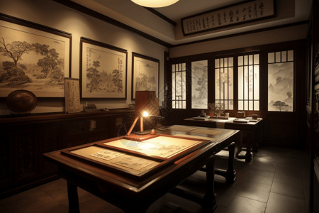 中国风书房中国风绘画室设计图片