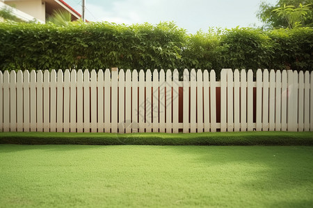 后院草坪白色的围栏背景