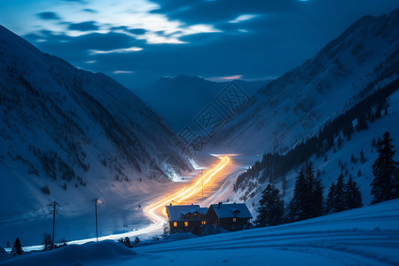 黄昏雄伟雪高峰图片