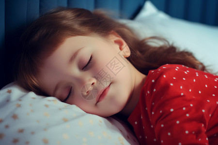 小女孩睡在床上图片