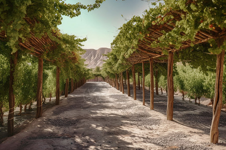 新疆的葡萄架背景图片