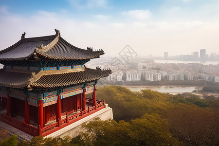 中国传统建筑旅游景观背景图片