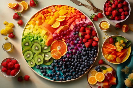 创意果盘各式各样的水果背景