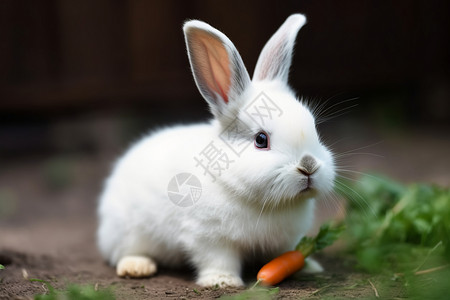 长耳鸮可爱的小白兔背景