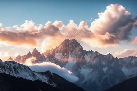 唯美的雪山风景背景图片