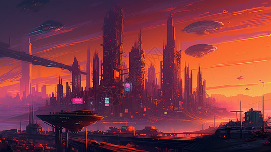 未来感的城市建筑背景图片