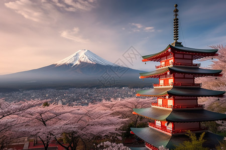 富士山的美景图片