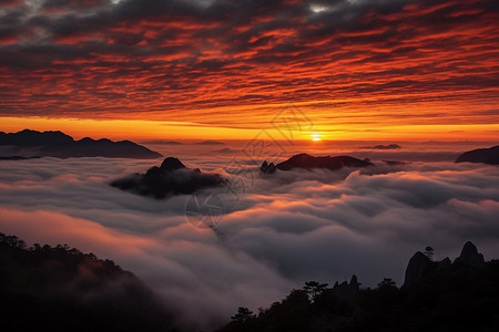 天空云海日出背景图片