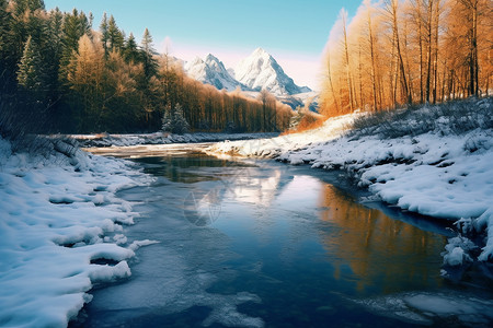 冬天冰天雪地风景图片