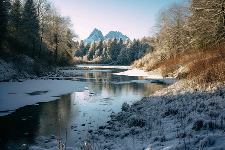 冬季河流背景图片
