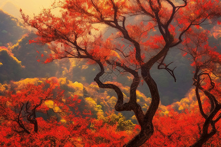 枫叶秋景背景图片