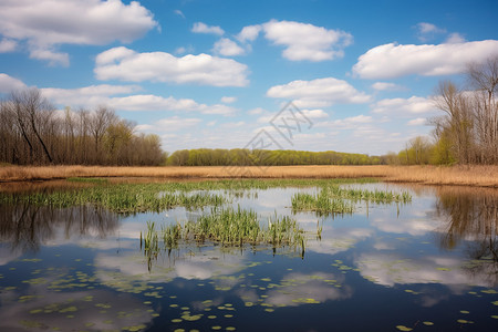 春季湿地沼泽背景图片