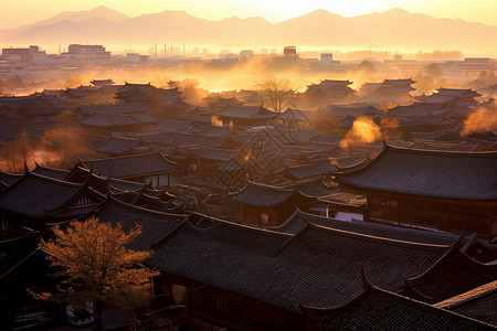 古城黎明风光图片