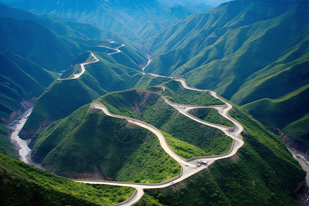 双S形俯视S形道路美景道路背景