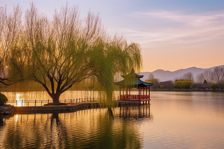 更望湖望湖亭依山傍水背景