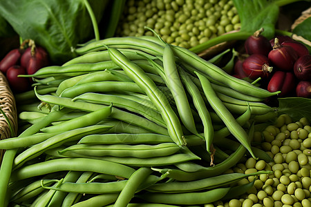 新鲜蔬菜绿色豆荚高清图片