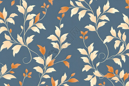 蓝色树叶图案植物花纹的壁纸背景