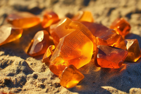 太阳珠宝素材沙滩上透明的琥珀背景