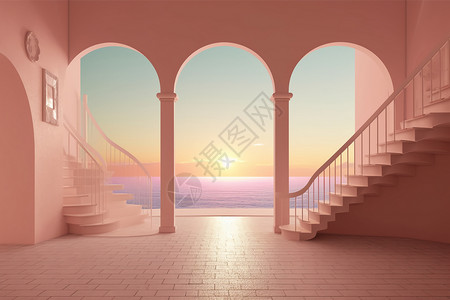 梦幻粉色楼梯梦幻的建筑设计图片