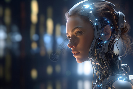 女性角色捕捉虚拟AI角色的复杂细节背景