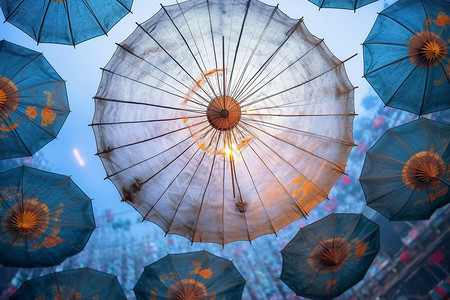 中国元素的伞背景图片