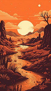 沙漠景观背景图片