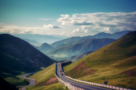 公路蜿蜒而上背景图片