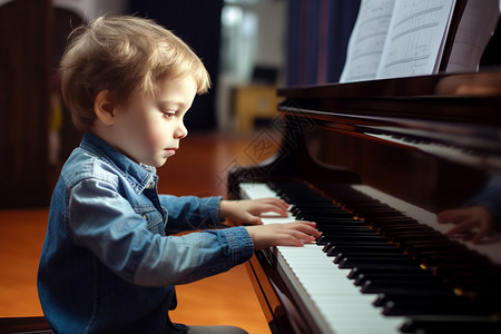 弹钢琴的孩子图片