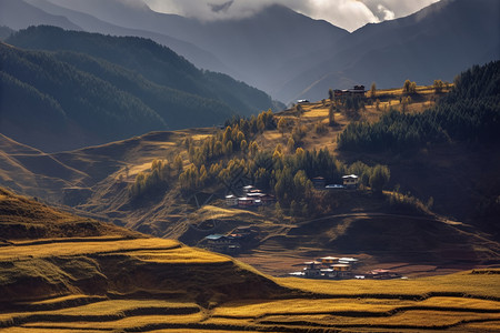 甘南香巴拉乡村景色高清图片