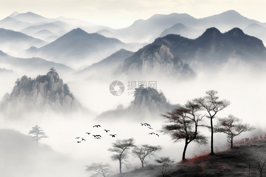 大好河山中国画图片