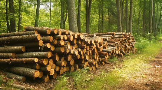 夏天森林里的木头图片