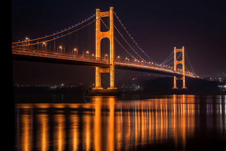 悬索桥夜景背景图片