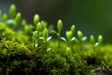 草地上发芽的植物高清图片