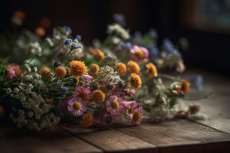 美丽新鲜的野花花束背景图片