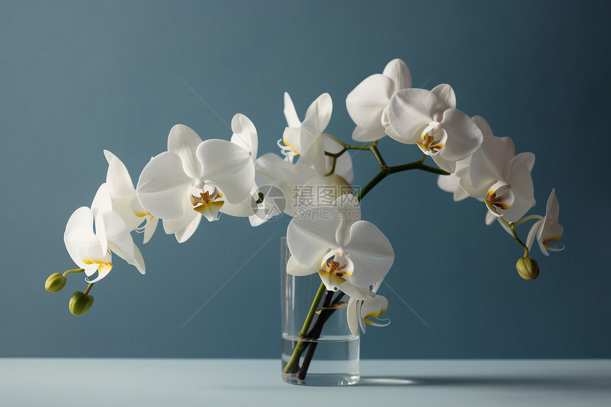 极简主义的白色兰花花束图片