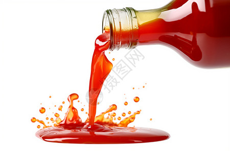 从玻璃瓶里倒出来的番茄酱背景图片