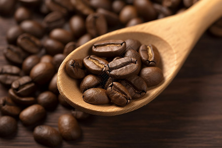 一勺咖啡豆背景图片