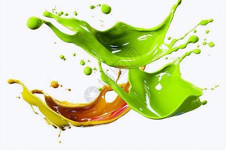 绿色飞溅液体泼洒的绿色油漆设计图片