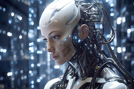 未来科技感虚拟机器人背景图片