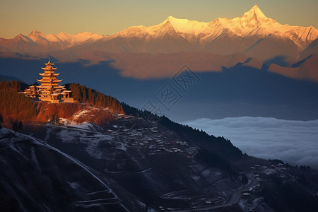 雪山山脉的自然景观图片