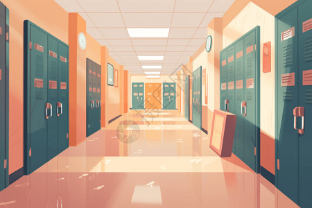 学校走廊的插图图片