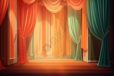 舞台上窗帘的特写背景图片