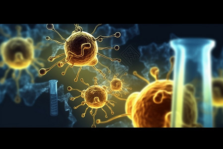 病毒细胞的3D概念图背景图片